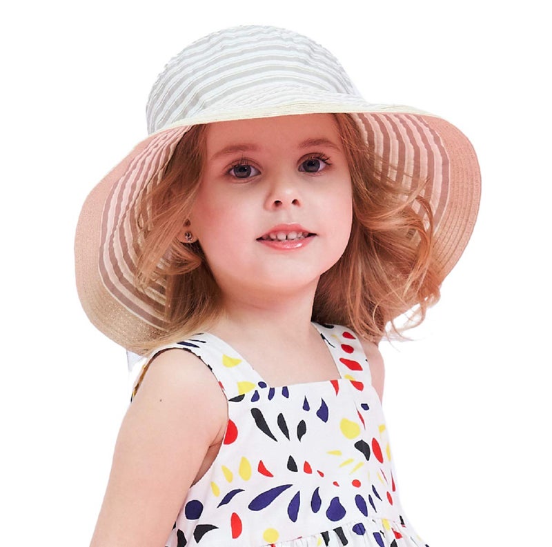 Connectyle Little Girls UPF 50+ Sun Protection Hat Kids Breathable UV Sun Hat for Summer M Champagne - Image 1